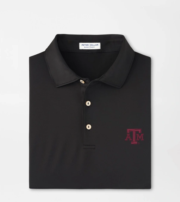 Texas A&M Solid Performance Jersey Polo in Black