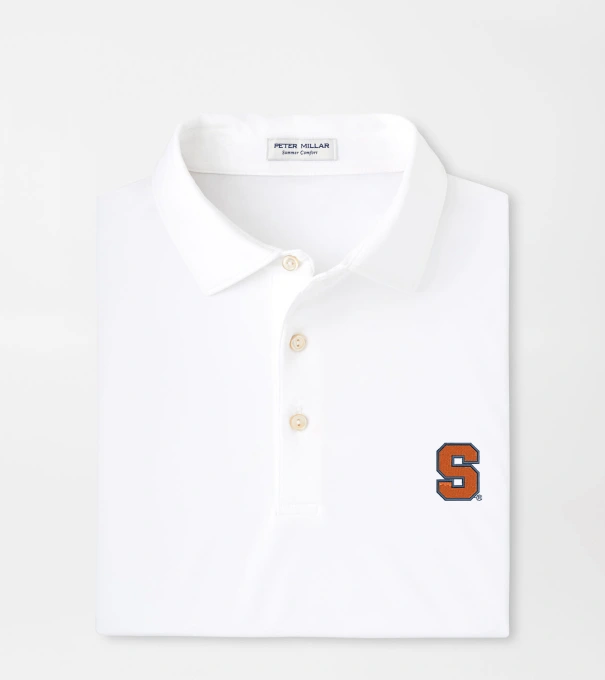 Syracuse Solid Performance Jersey Polo in White