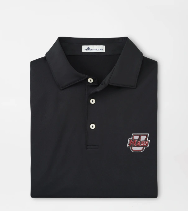 UMass Solid Performance Jersey Polo in Black