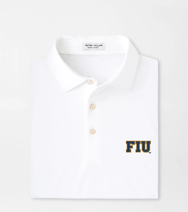 Florida International University Solid Performance Jersey Polo in White