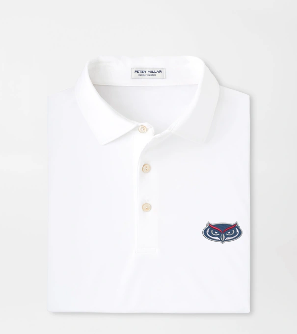 Florida Atlantic University Solid Performance Jersey Polo in White