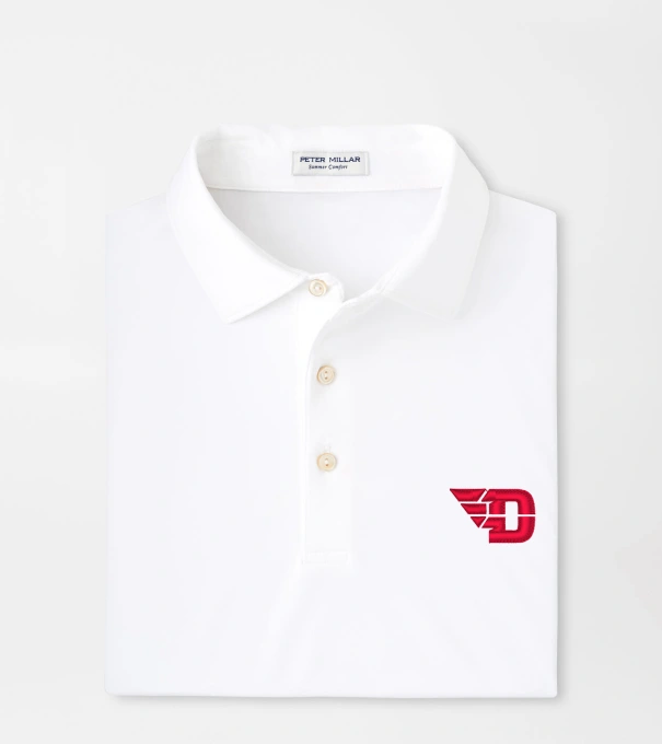 University of Dayton Solid Performance Jersey Polo in White