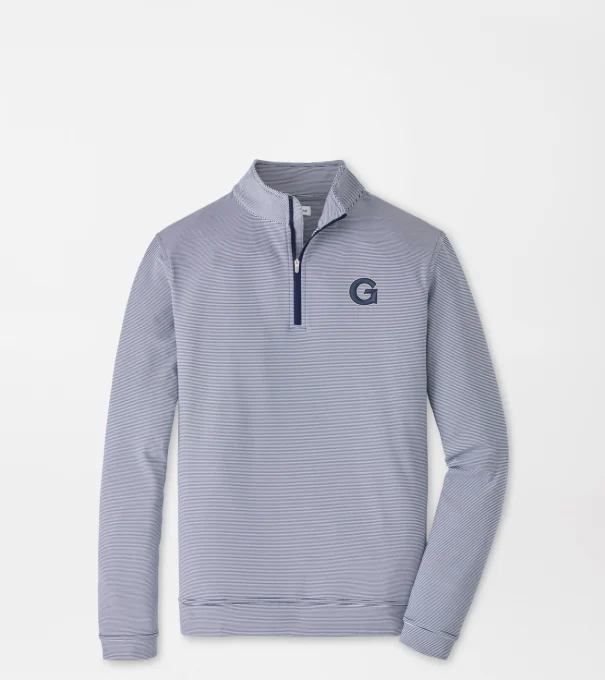 Georgetown Perth Sugar Stripe Performance Quarter-Zip in Navy/White