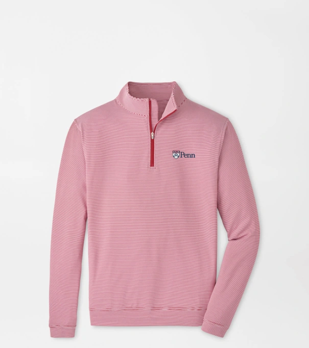 UPenn Perth Sugar Stripe Performance Quarter-Zip in Crimson1/White