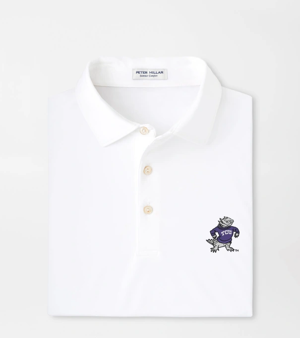 TCU Vault Solid Performance Jersey Polo in White