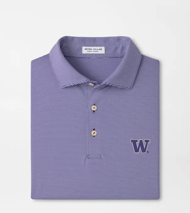 Washington Jubilee Stripe Performance Polo in Purple2/White