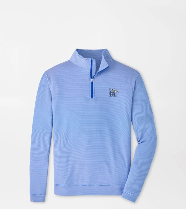 Memphis Perth Sugar Stripe Performance Quarter-Zip in Blue3/White