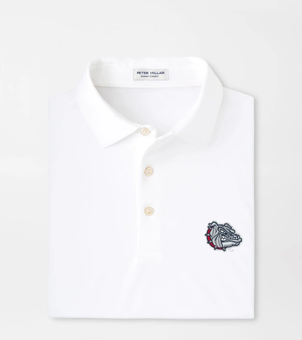 Gonzaga Bulldog Solid Performance Jersey Polo in White