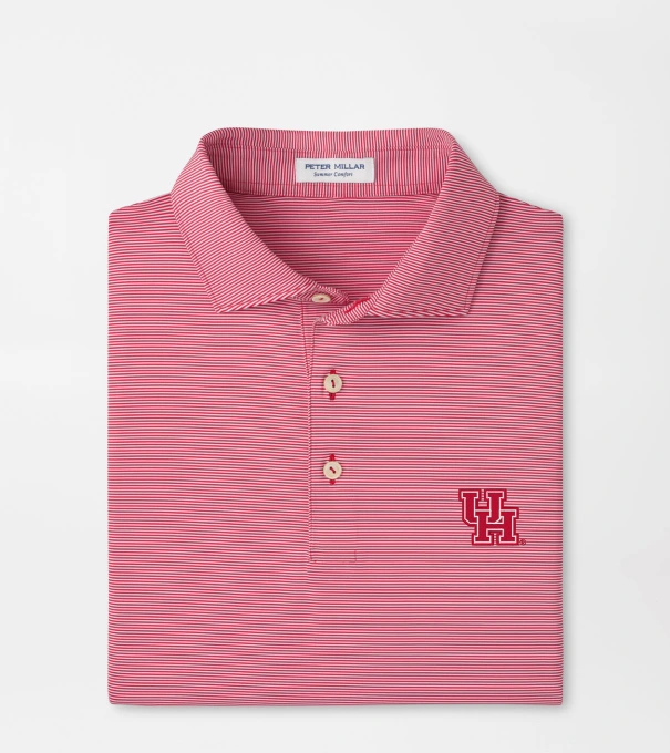 Houston Jubilee Stripe Performance Polo in Red3