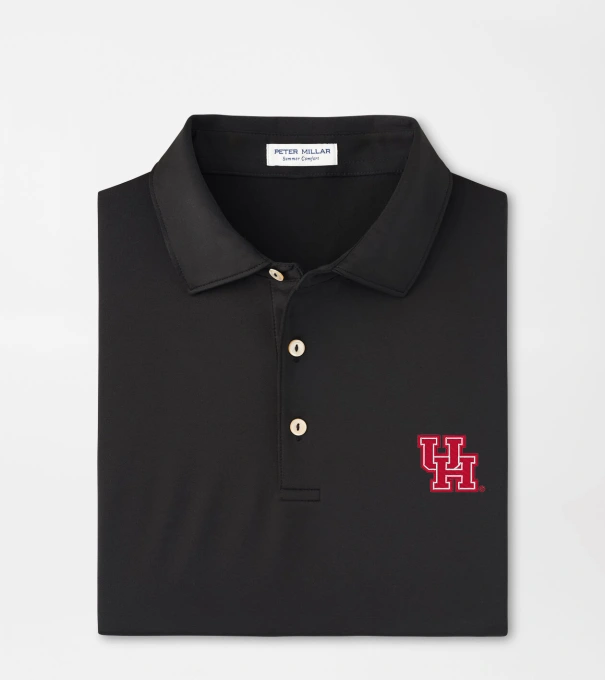 Houston Solid Performance Jersey Polo in Black