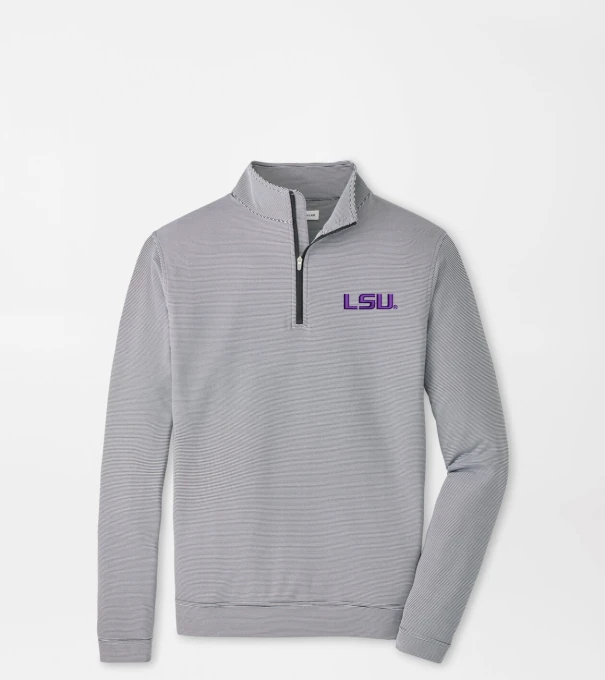 LSU Perth Sugar Stripe Performance Quarter-Zip in Black/White