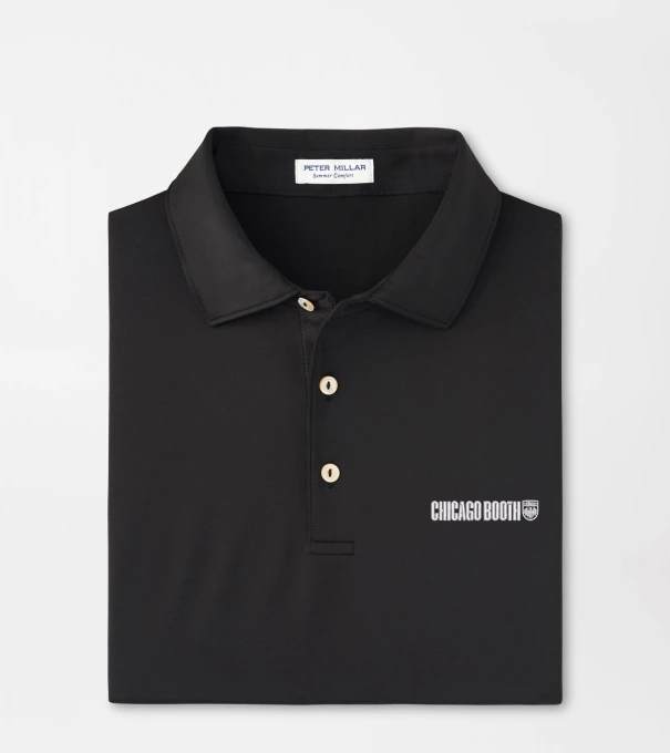 University of Chicago Booth Solid Performance Jersey Polo in Black