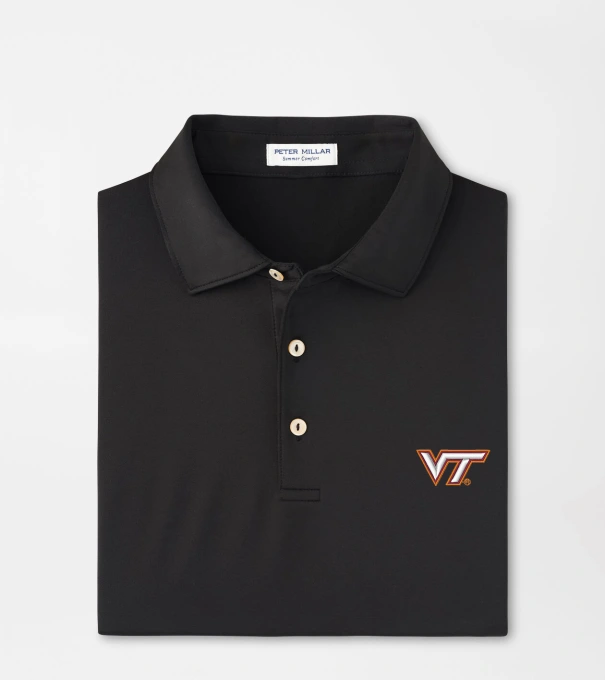 Virginia Tech Solid Performance Jersey Polo in Black