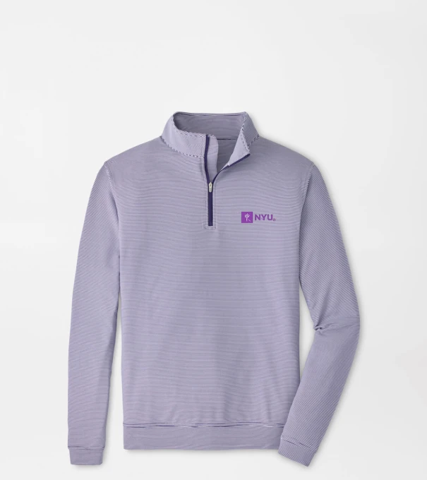 New York University Perth Sugar Stripe Performance Quarter-Zip in Purple2/White