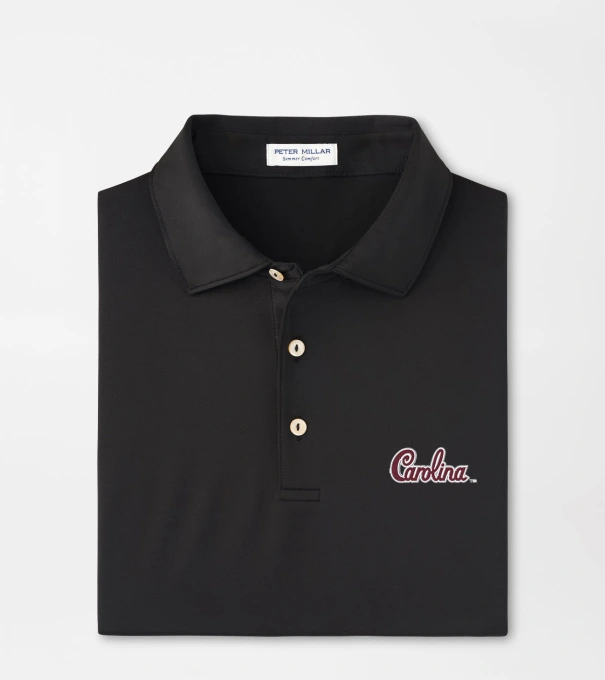 South Carolina Script Solid Performance Jersey Polo in Black