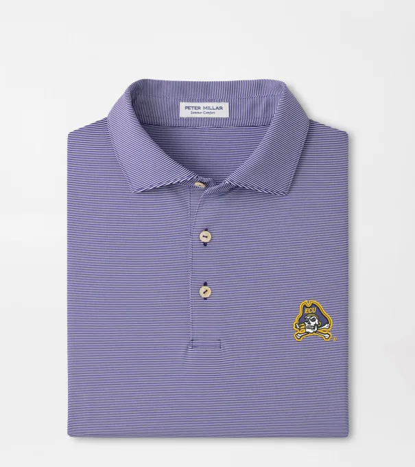 East Carolina University Jubilee Stripe Performance Polo in Purple2/White