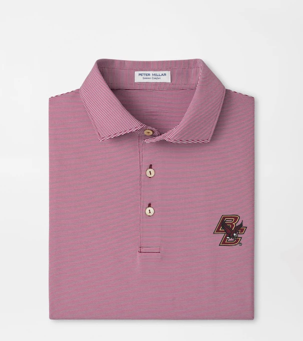 Boston College Jubilee Stripe Performance Polo in Maroon2