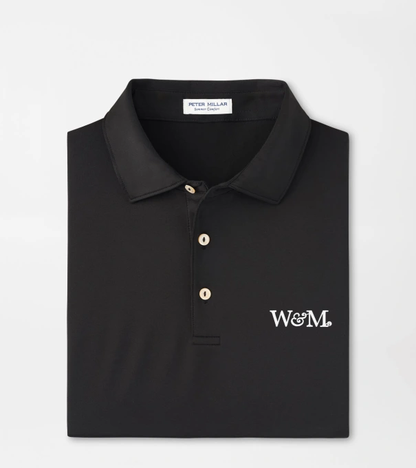 William & Mary Solid Performance Jersey Polo in Black