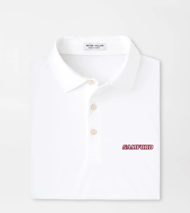 Samford Solid Performance Jersey Polo in White