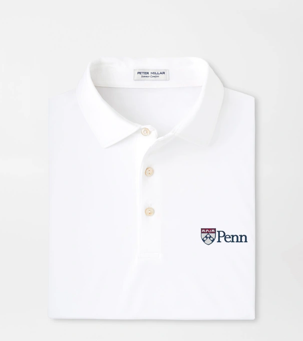 UPenn Solid Performance Jersey Polo in White