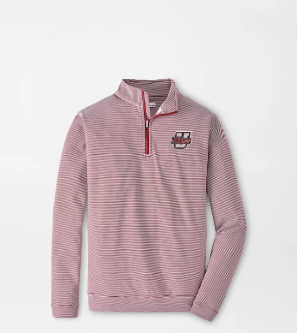UMass Perth Sugar Stripe Performance Quarter-Zip in Maroon2/White