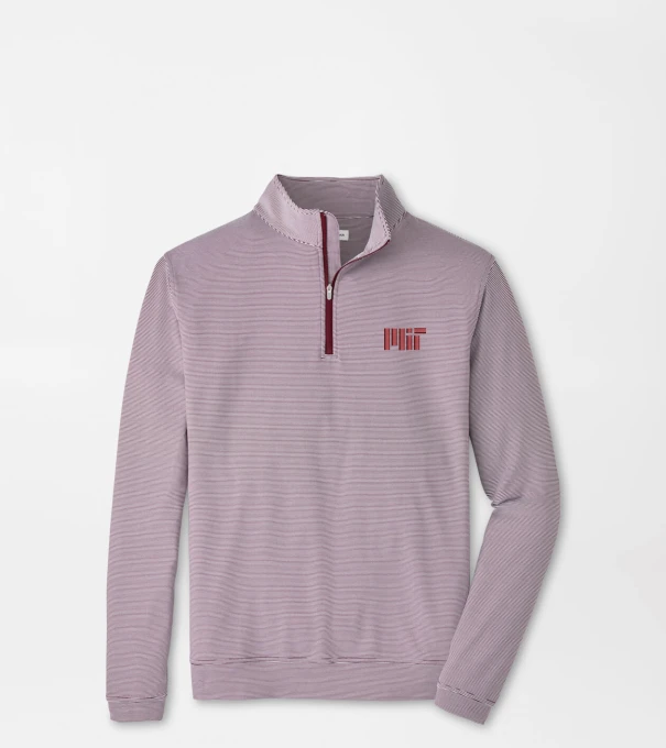 MIT Perth Sugar Stripe Performance Quarter-Zip in Maroon3/White