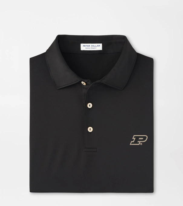 Purdue Solid Performance Jersey Polo in Black