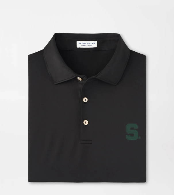 Michigan State Solid Performance Jersey Polo in Black