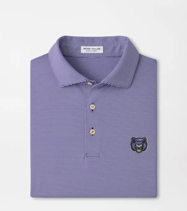 Central Arkansas Jubilee Stripe Performance Polo in Purple2/White