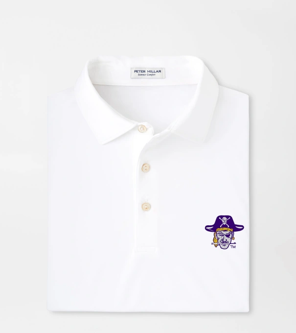 East Carolina University Vault Solid Performance Jersey Polo in White