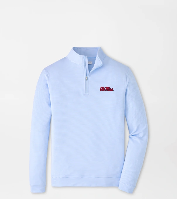 Ole Miss Perth Sugar Stripe Performance Quarter-Zip in Cottage Blue/White