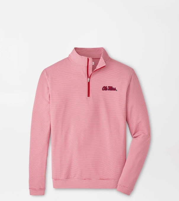 Ole Miss Perth Sugar Stripe Performance Quarter-Zip in Red3/White