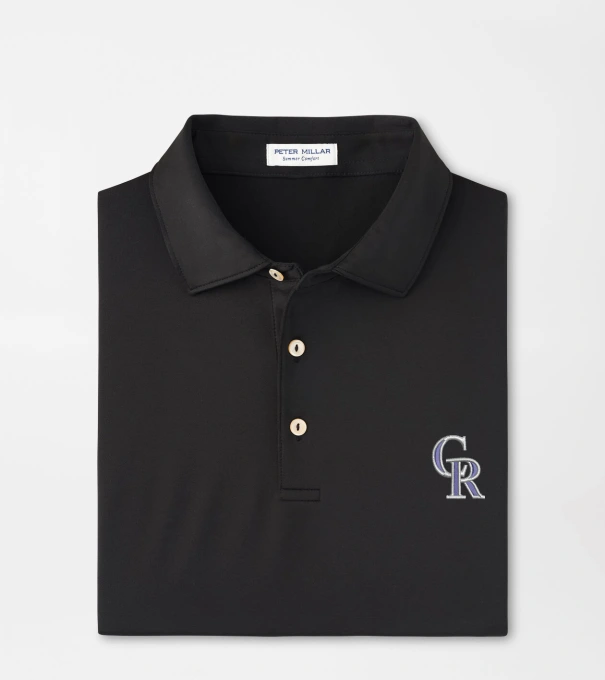 Colorado Rockies Solid Performance Jersey Polo in Black