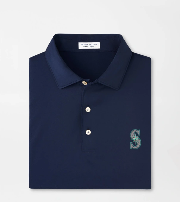 Seattle Mariners Solid Performance Jersey Polo in Navy