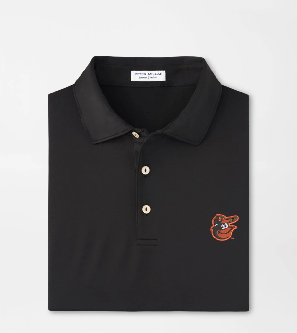 Baltimore Orioles Solid Performance Jersey Polo in Black
