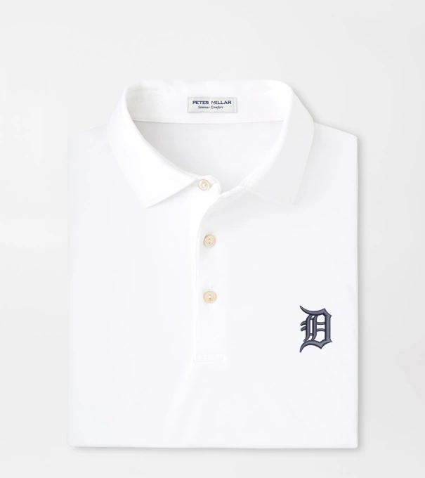 Detroit Tigers Solid Performance Jersey Polo in White