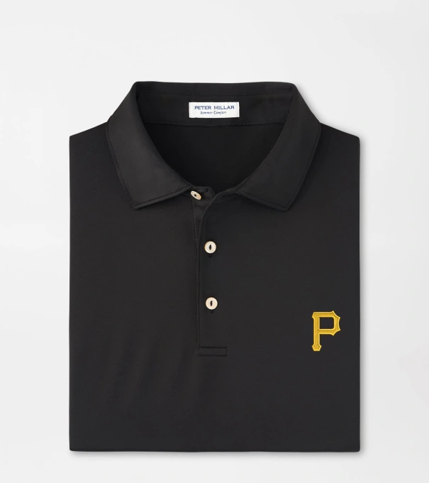 Pittsburgh Pirates Solid Performance Jersey Polo in Black