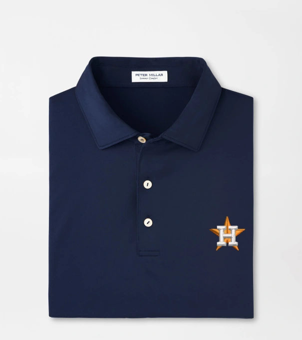 Houston Astros Solid Performance Jersey Polo in Navy