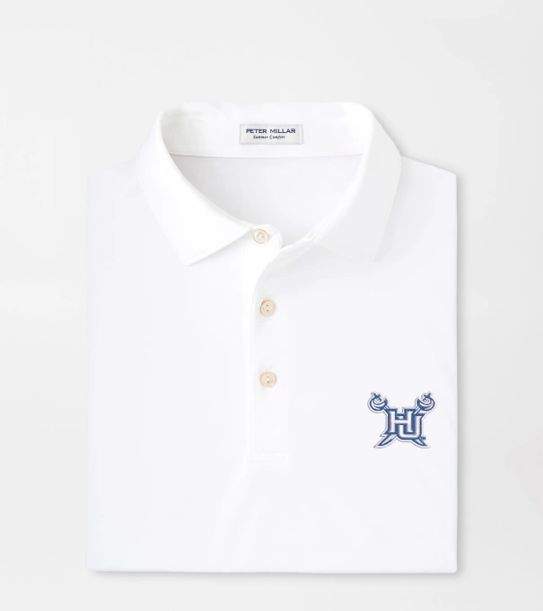 Hampton University Solid Performance Jersey Polo in White
