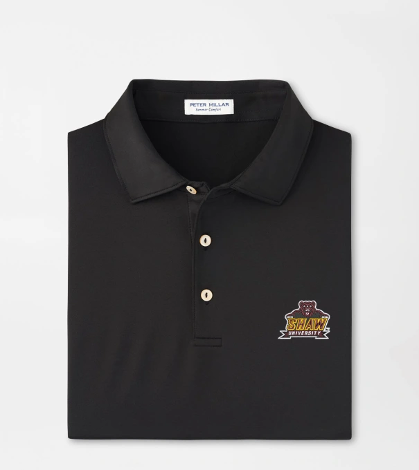 Shaw University Solid Performance Jersey Polo in Black