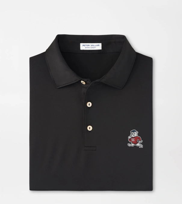 SC State Solid Performance Jersey Polo in Black