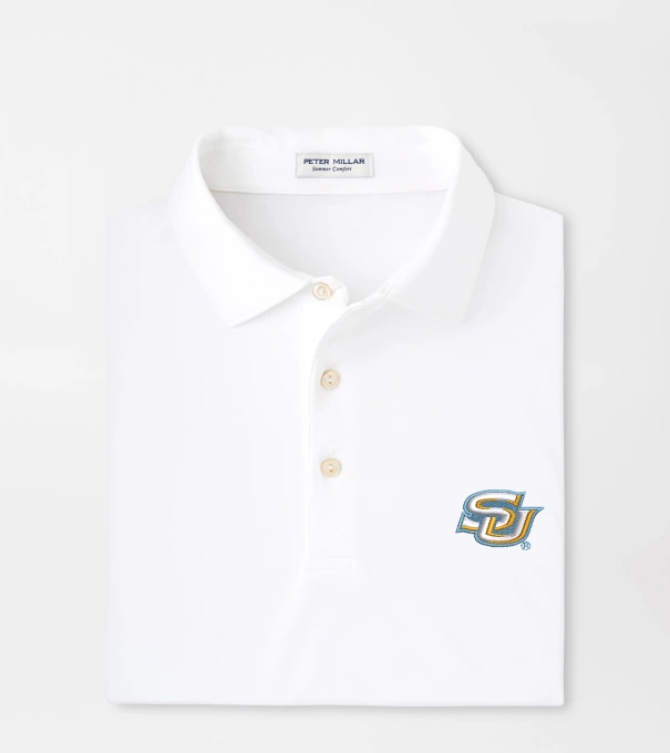 Southern University Solid Performance Jersey Polo in White