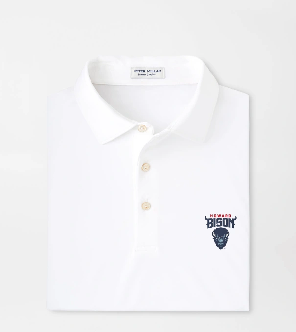 Howard University Solid Performance Jersey Polo in White