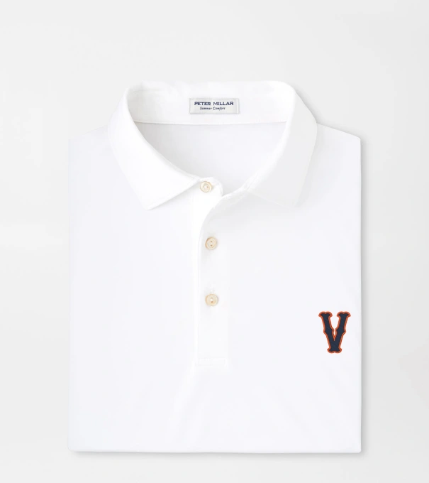 Virginia Vault Solid Performance Jersey Polo in White