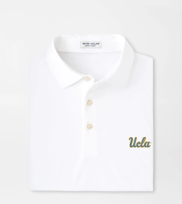UCLA Solid Performance Jersey Polo in White