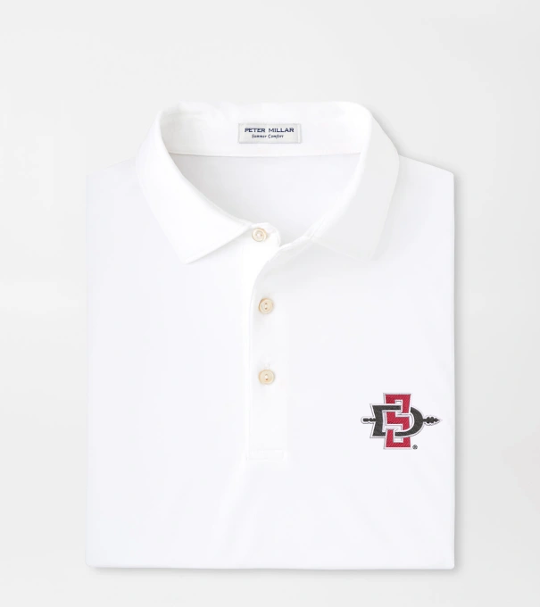 San Diego State Solid Performance Jersey Polo in White
