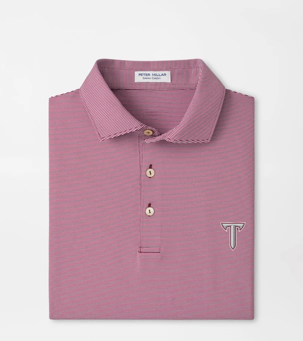 Troy Jubilee Stripe Performance Polo in Maroon2