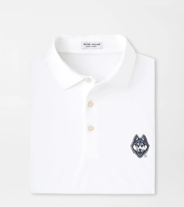 UConn Solid Performance Jersey Polo in White