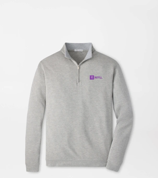 New York University Crown Comfort Quarter-Zip Pullover in Light Grey