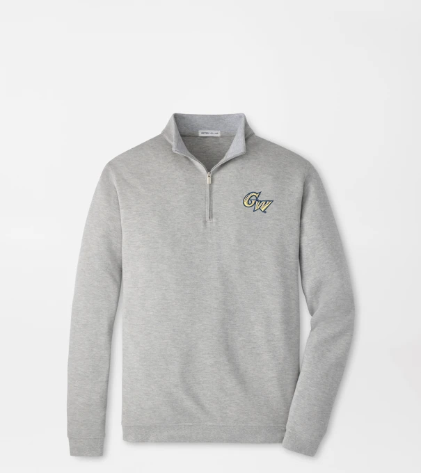George Washington University Crown Comfort Quarter-Zip Pullover in Light Grey